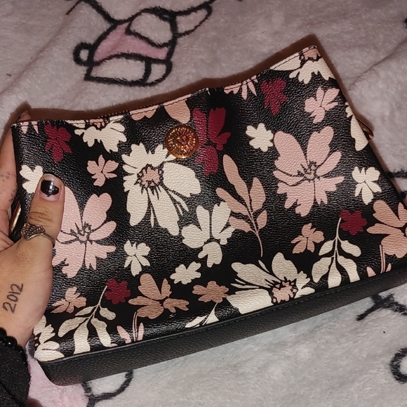 Anne Klein Handbags - Floral Black and Pink Women's Bag